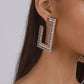 E1444 Exaggerated Design Earrings Imitation Pearl Rhinestone Square Personality Earrings Dinner Show Earrings