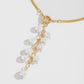 Temperament retro rice grain pearl tassel necklace female trend metal flat snake chain clavicle necklace