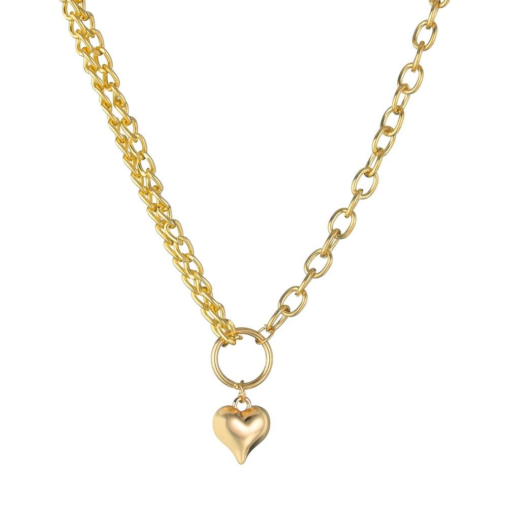 Fashion Asymmetric Chain Necklace Simple Pendant Peach Heart Necklace Accessories