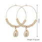 accessories seashell earrings boho beige beads large earrings jewelry