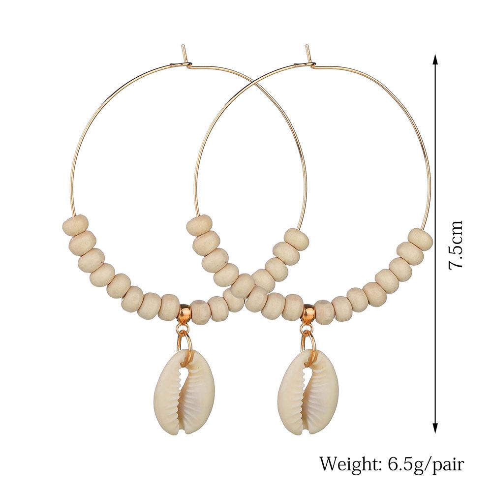 accessories seashell earrings boho beige beads large earrings jewelry