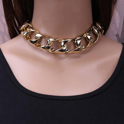 Jewelry exaggerated glossy thick chain CCB short necklace female hip-hop necklace collarbone chain accessories