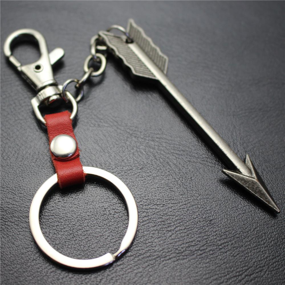 Large Arrow Alloy Pendant Leather Keychain Retro Key Ring Pendant Korean Wave Jewelry