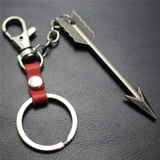 Large Arrow Alloy Pendant Leather Keychain Retro Key Ring Pendant Korean Wave Jewelry