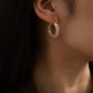Jewelry fashion light luxury C-shaped full-diamond set earrings temperament all-match inlaid colored diamond geometric earrings