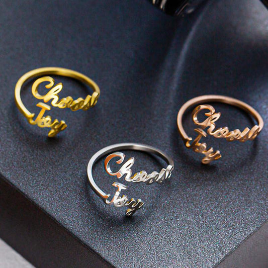 ChooseJoy Letter Ring Titanium Steel 18K Furnace Vacuum Plating Explosive Accessories