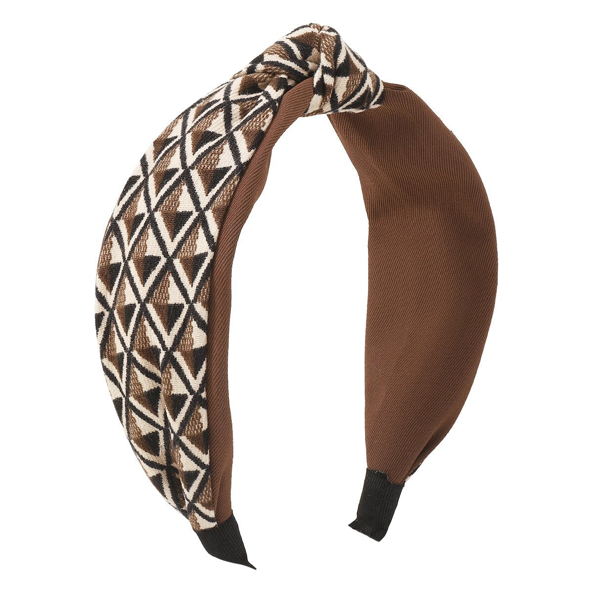 F555 Simple niche fabric knotted wide-brimmed hair hoop diamond-shaped lattice small fresh color contrast retro temperament head hoop