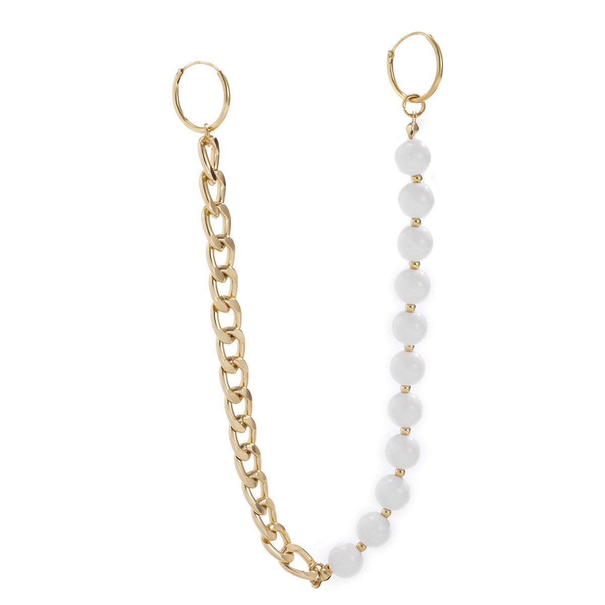Jewelry personality cold U-shaped bead splicing earrings hip-hop trend metal chain earrings