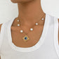 N9215 Exaggerated Necklace Devil's Eye Imitation Pearl Temperament Necklace Niche Geometric Creative Clavicle Necklace