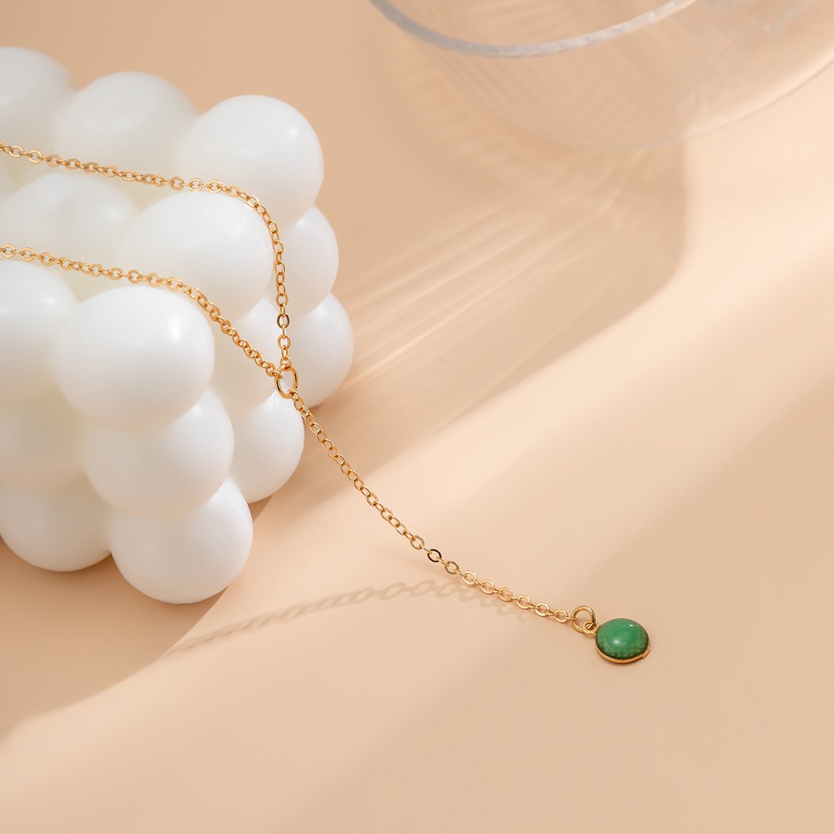 Jewelry single-layer luminous stone pendant necklace female simple cross thin chain Y-shaped tassel necklace