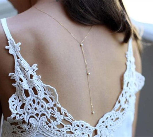 Jewelry Simple Sexy Creative Necklace Versatile Pearl Necklace Back Chain