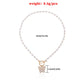 Jewelry Fashion OT Buckle Crystal Butterfly Pendant Necklace Women's Trendy Temperament Versatile Pearl Necklace