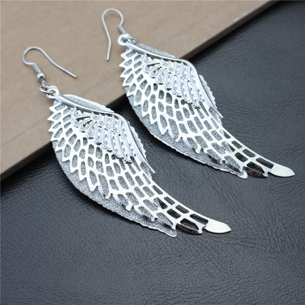 Multi-layer Hollow Angel Wings Earrings Ladies Vintage Frosted Earrings