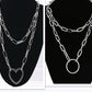 Necklace Jewelry Personality Punk Hip-Hop Alloy Peach Heart Multi-layer Thick Chain Sweater Chain Necklace Female