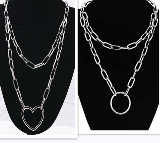 Necklace Jewelry Personality Punk Hip-Hop Alloy Peach Heart Multi-layer Thick Chain Sweater Chain Necklace Female