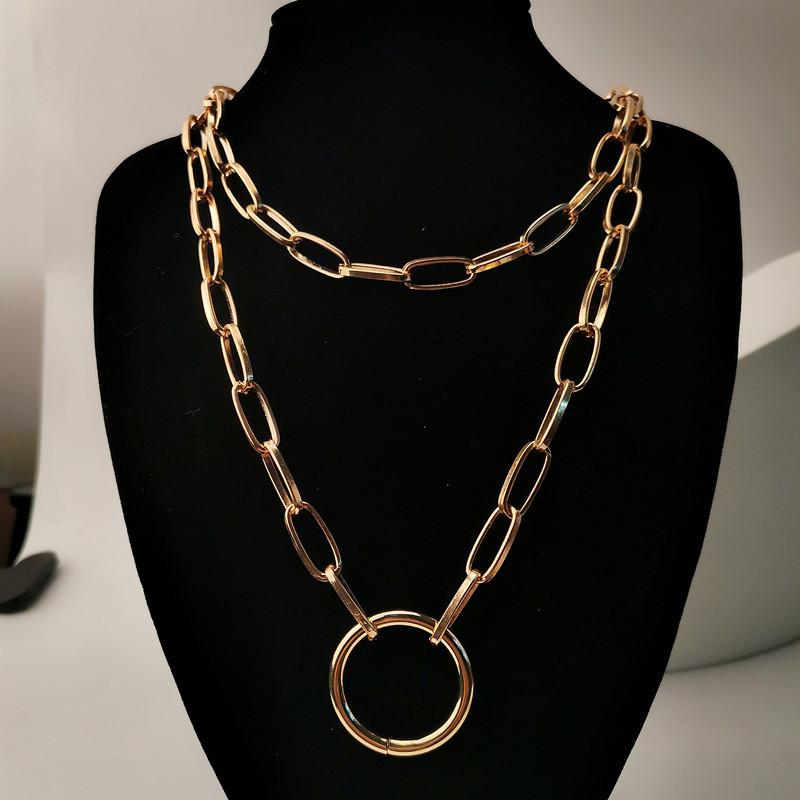 Necklace Jewelry Personality Punk Hip-Hop Alloy Peach Heart Multi-layer Thick Chain Sweater Chain Necklace Female