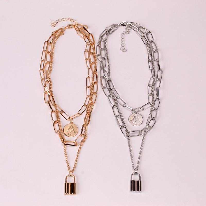 Jewelry Creative Fashion Elements Necklace Simple Retro Lock Pendant Necklace Female