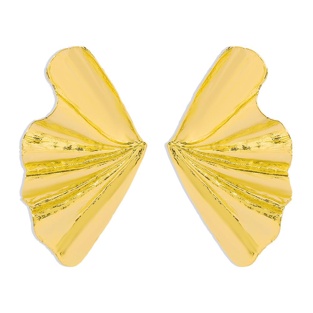 E1362 Jewelry Simple Alloy Maple Leaf Earrings Female Fan-shaped Personality Design Fashion Earrings