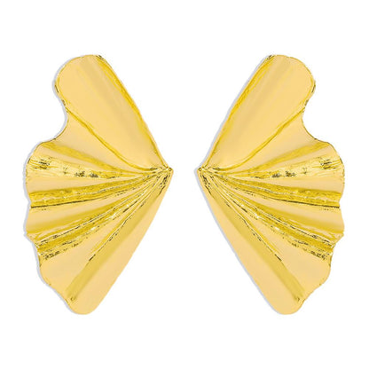 E1362 Jewelry Simple Alloy Maple Leaf Earrings Female Fan-shaped Personality Design Fashion Earrings