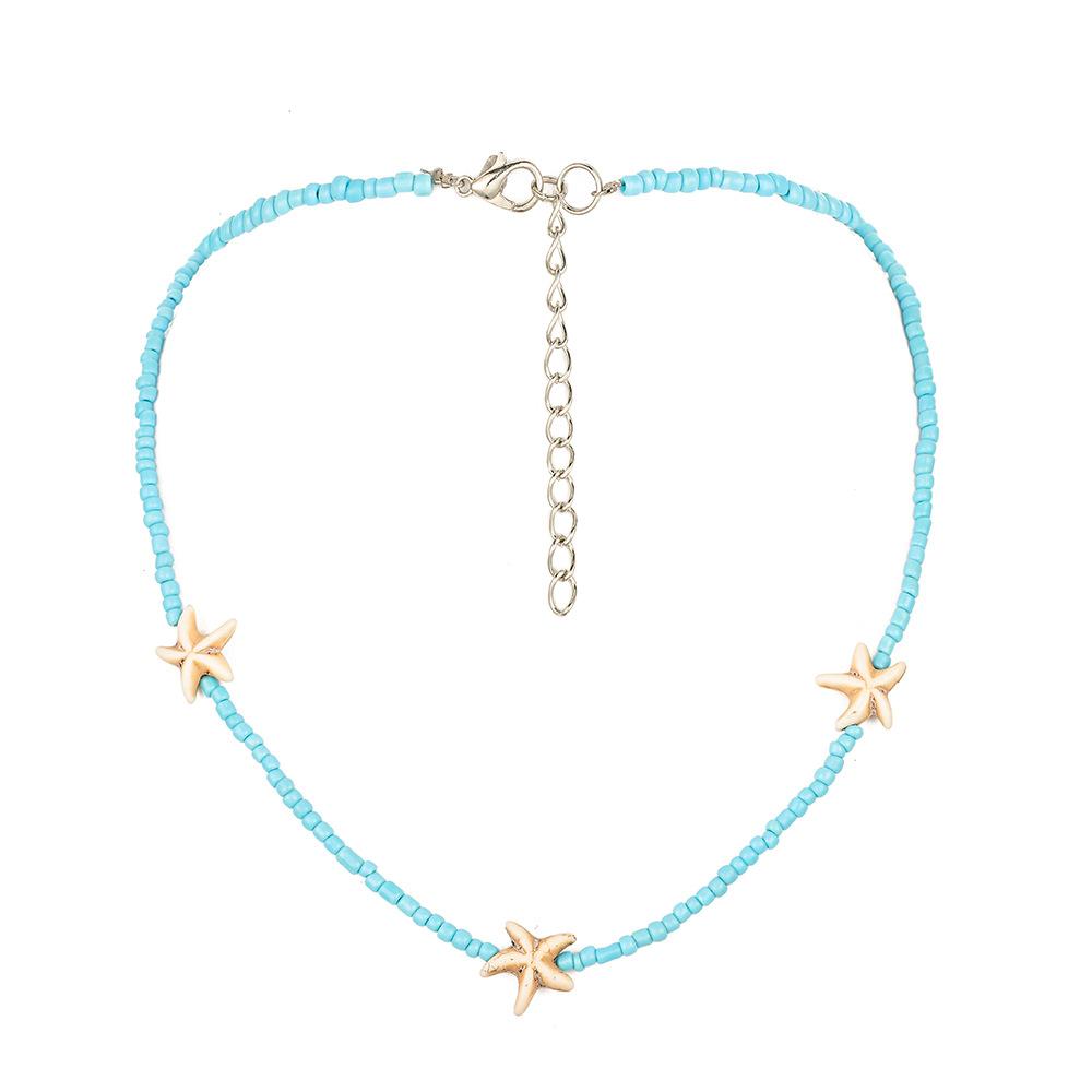 Bohemian Beach Beaded Necklace Simple Personality Versatile Starfish Beads Short Female Clavicle