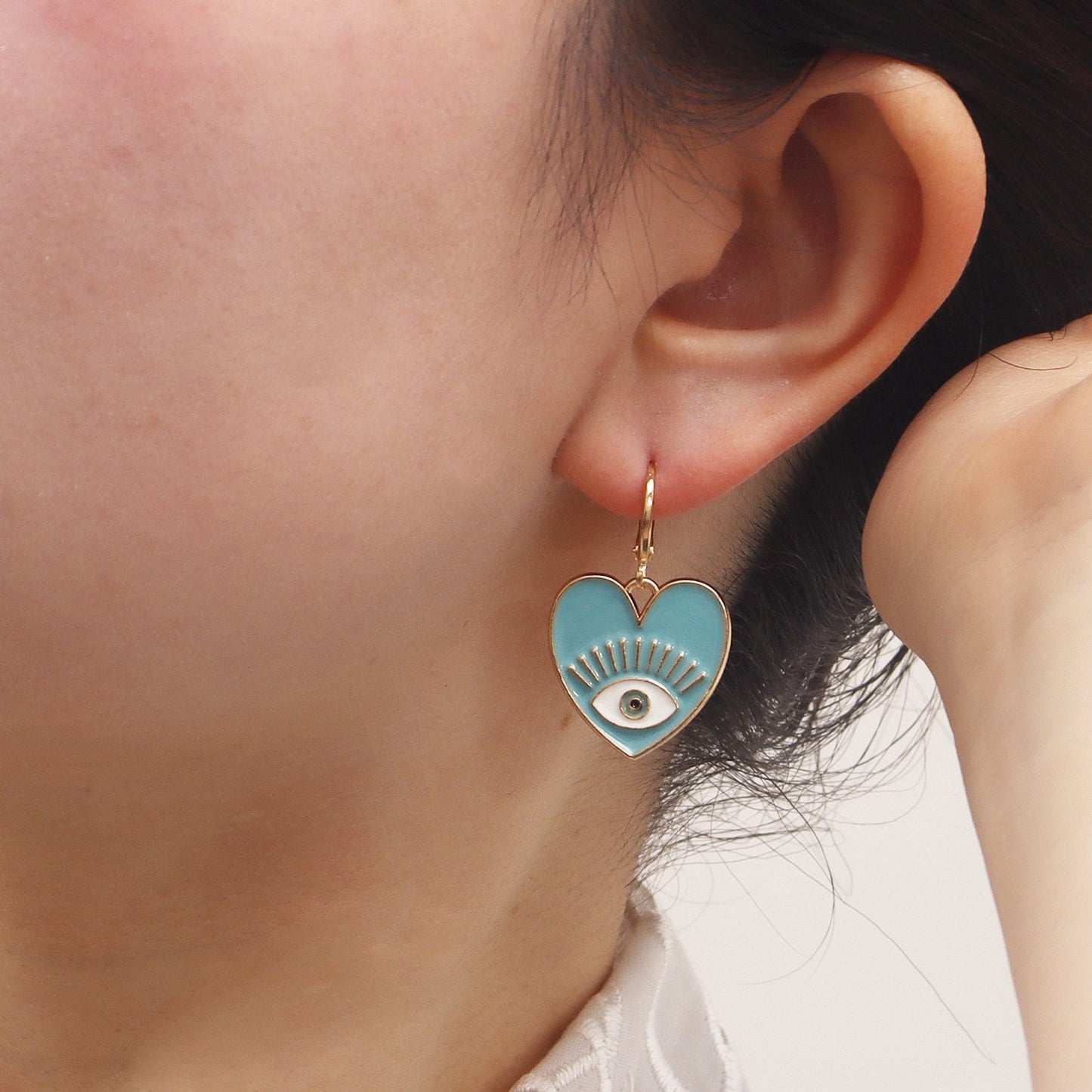 Jewelry ins color devil's eye heart-shaped pendant earrings female trendy cool eyes love earrings