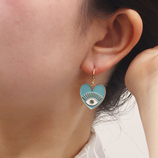 Jewelry ins color devil's eye heart-shaped pendant earrings female trendy cool eyes love earrings