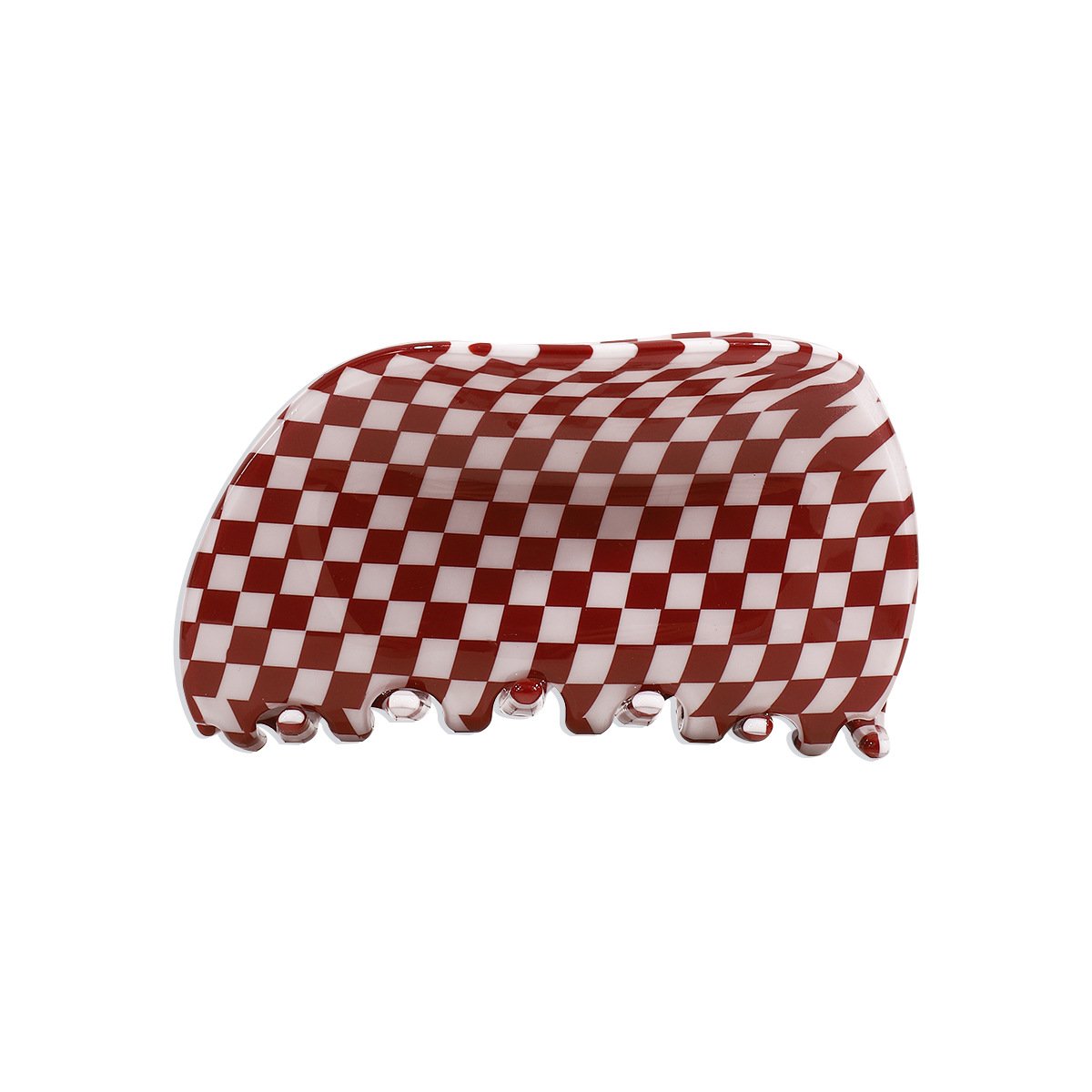 F4128 French checkerboard color hairpin acetate plate retro semicircle fashion net red back head grab clip female