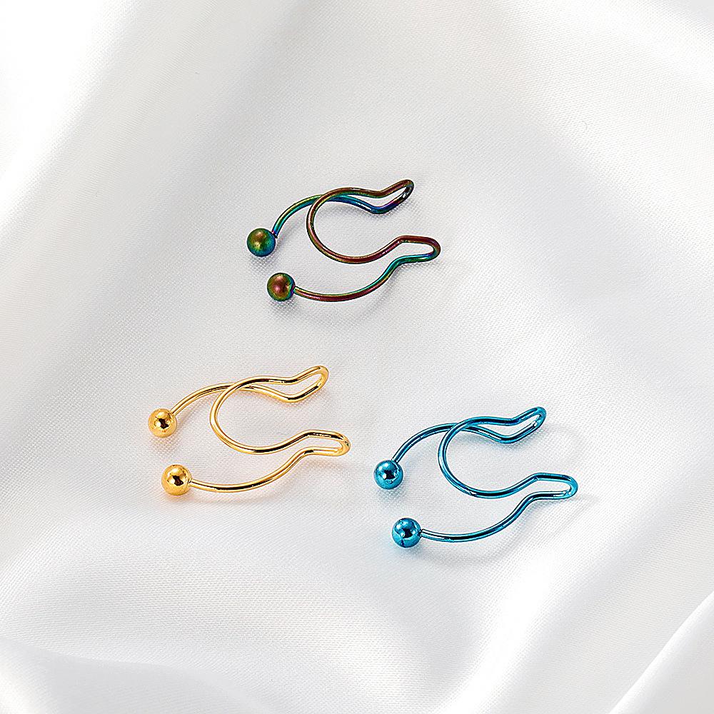 Stainless steel nose clip ins U-shaped non-perforated nose nail nose ring piercing jewelry for men and women