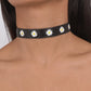 N1761 Personality Necklace Leather Embroidery Eye Flower Necklace Dark JK Simple Punk Necklace
