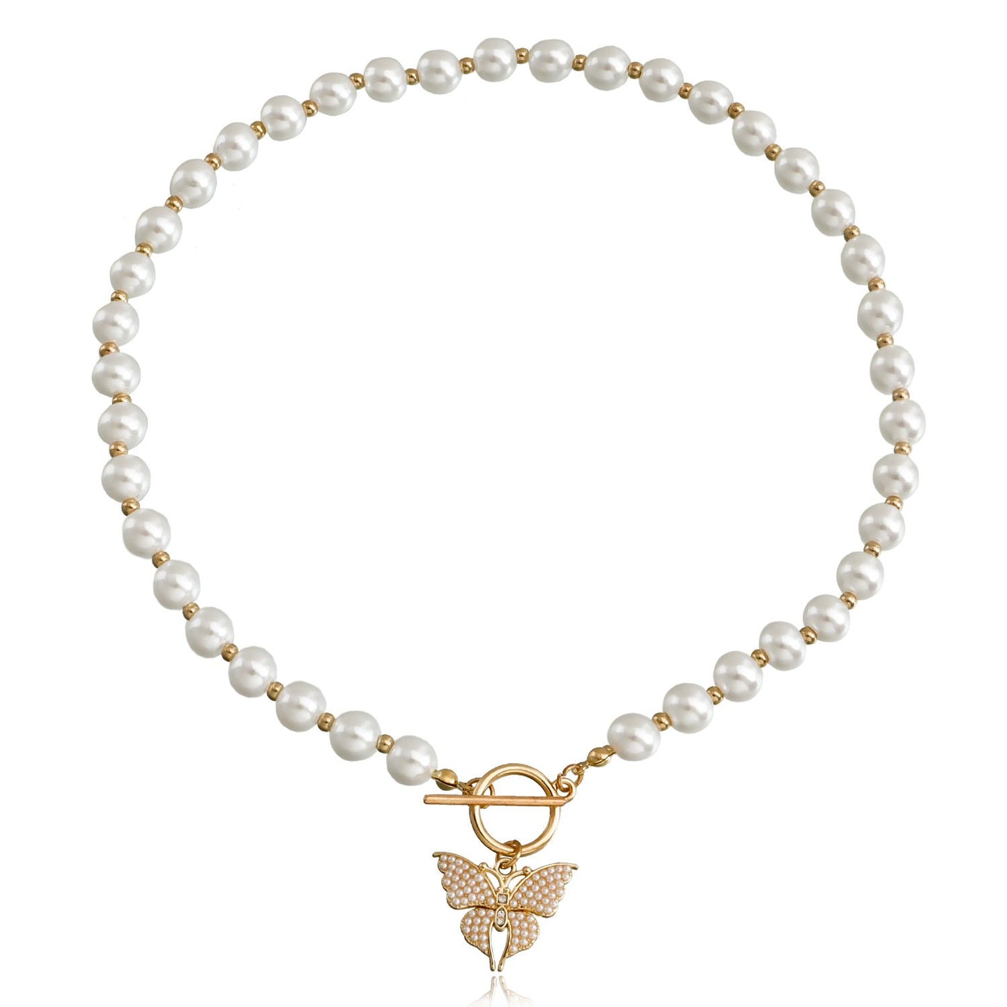 Jewelry Beautiful Butterfly Beads Beaded Necklace Necklace Women's Trend Niche Advanced Necklace Light Luxury