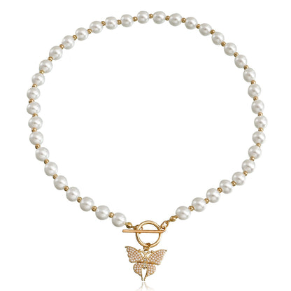 Jewelry Beautiful Butterfly Beads Beaded Necklace Necklace Women's Trend Niche Advanced Necklace Light Luxury