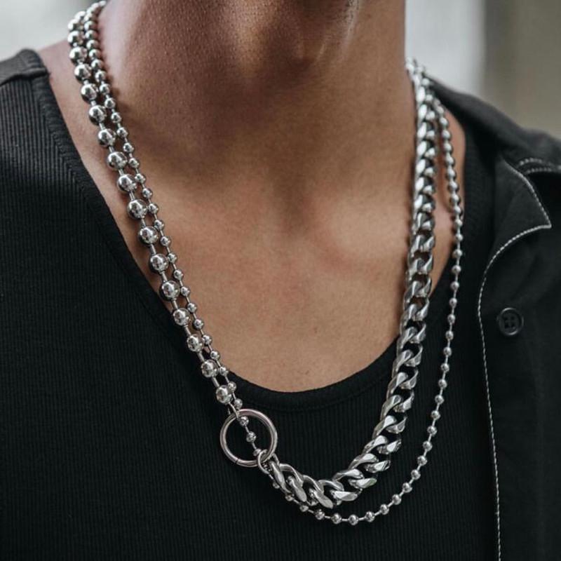 Jewelry Versatile Set Beads Handmade Necklace Personality Asymmetric Hip-Hop Geometric Chain Necklace