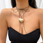 Jewelry sweet cool exaggerated heart-shaped pendant necklace simple long velvet wax thread tassel necklace female