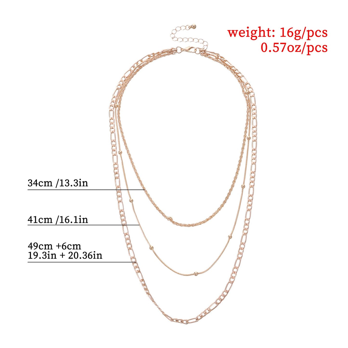 Jewelry multi-element temperament round bead snake bone necklace punk multi-layer fashion metal chain necklace