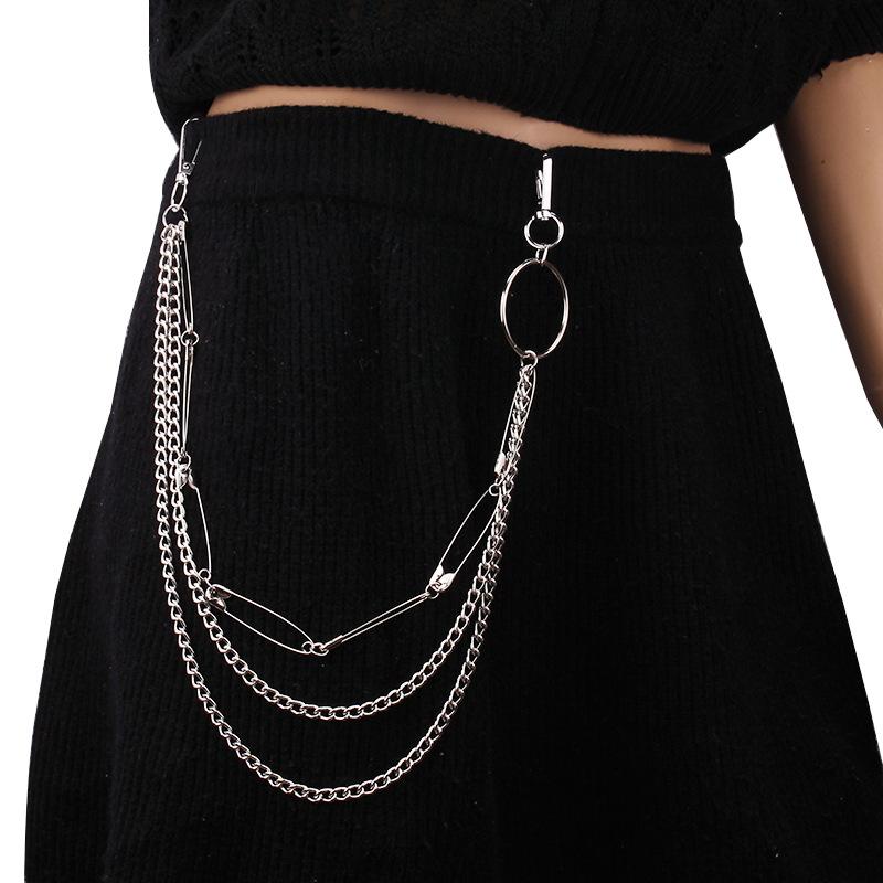 Jewelry niche retro pin chain waist chain ins Hong Kong cool handsome punk hip-hop fashion pants chain