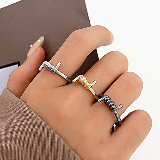 ins simple knotted ring fashion creative metal geometric opening index finger ring personality ring