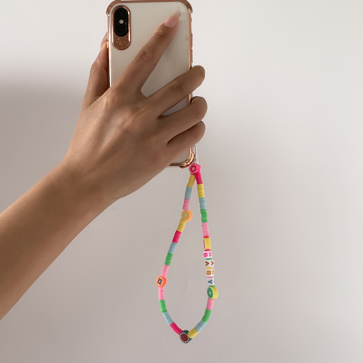 Creative summer multi-letter macaron color mobile phone chain holiday smiling face butterfly flower accessories female