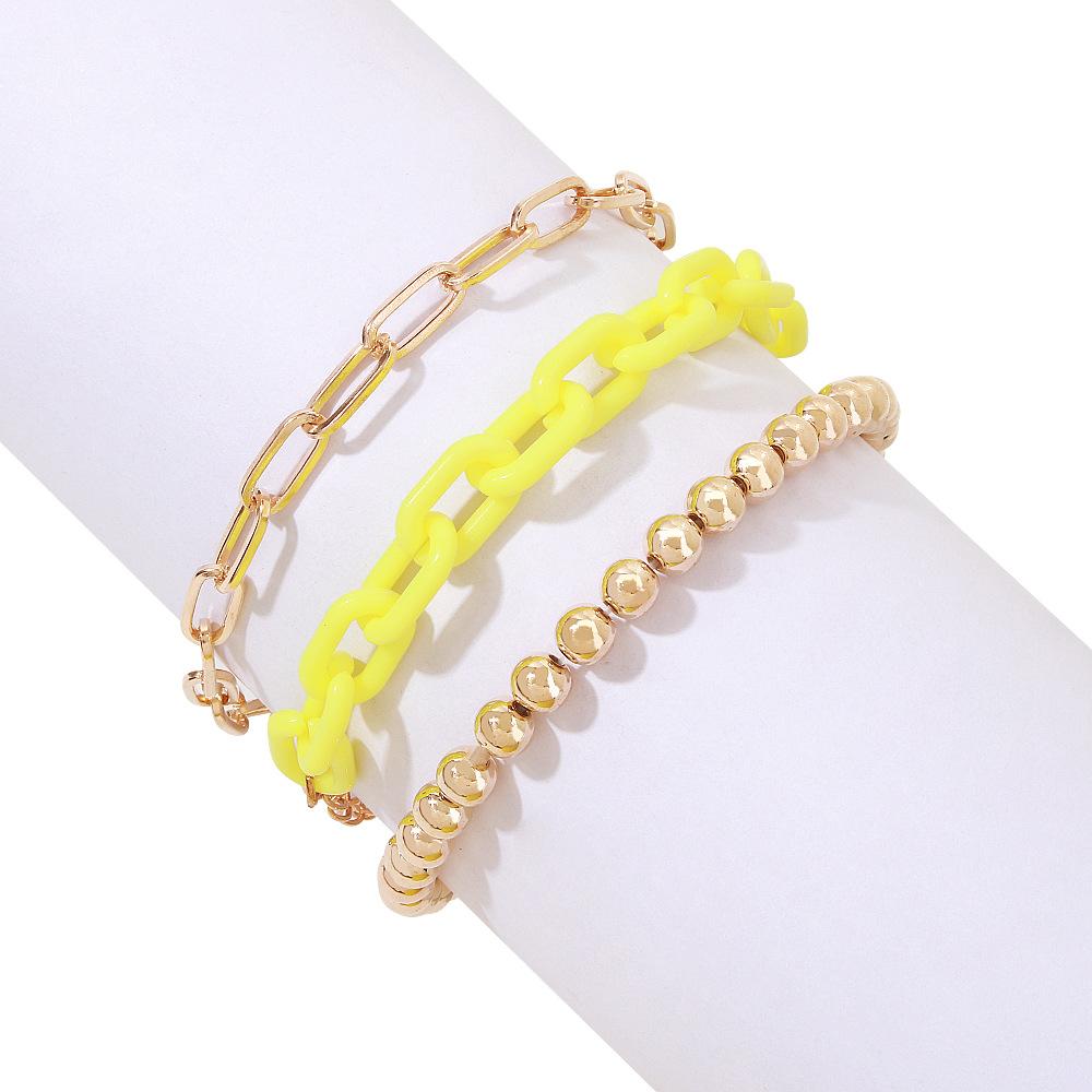 B1689 Jewelry Acrylic Chain Exaggerated Personality Bracelet Beaded Stacked Small Geometric Jewelry