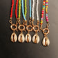 Jewelry hand-threaded color rope rice bead shell pendant necklace female fashion rudder necklace