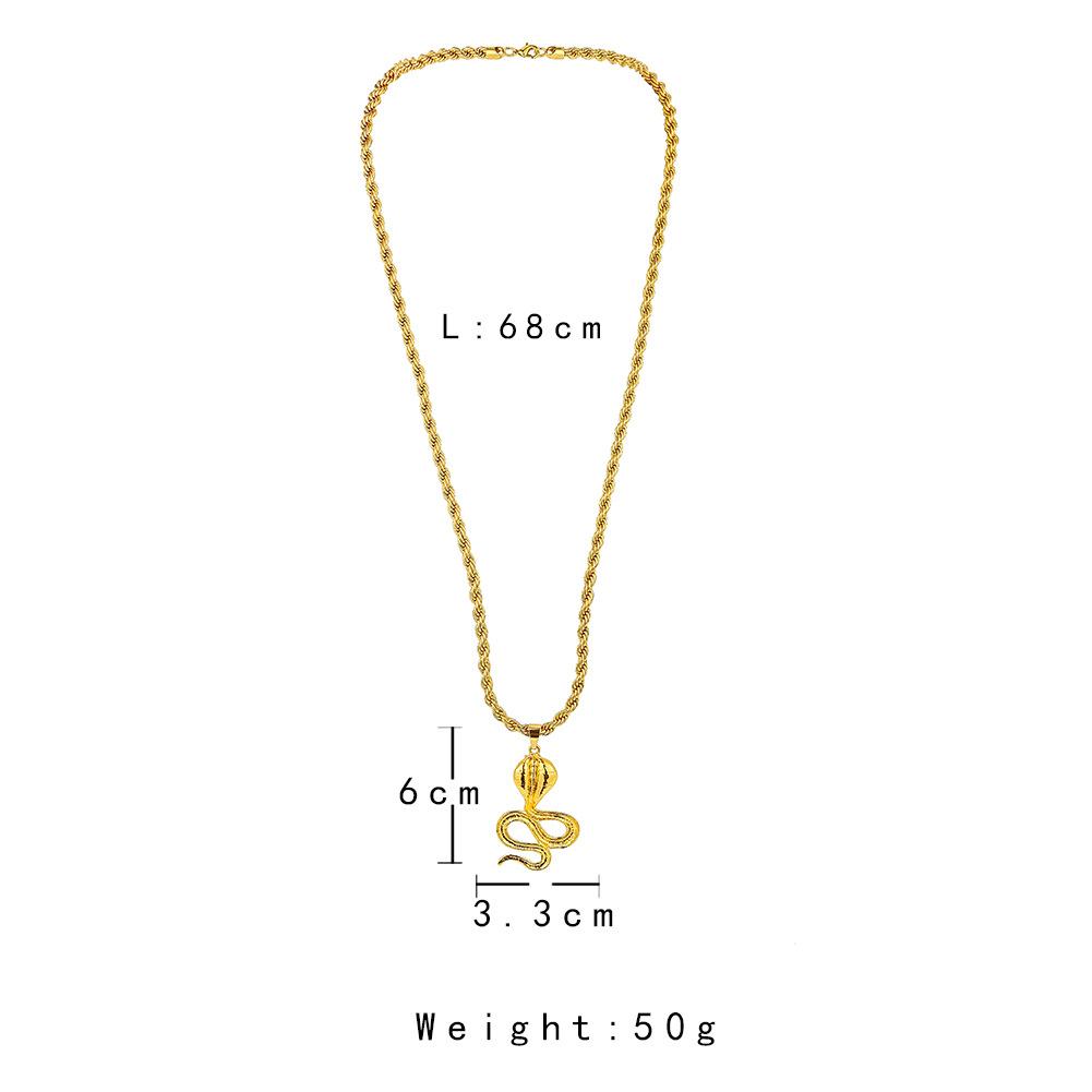 Jewelry personalized men's twist chain exaggerated metal cobra pendant hip-hop long necklace