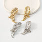 1611 Exaggerated Earrings Micro-inlaid Leaves Metallic Earrings Geometric Irregular Modern Earrings