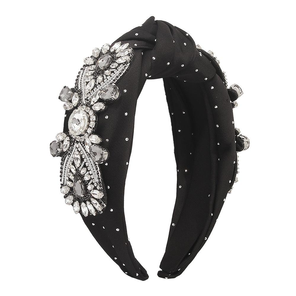 F3929 exaggerated headband women's wide-brimmed rhinestone temperament geometric hairpin baroque knotted retro headband