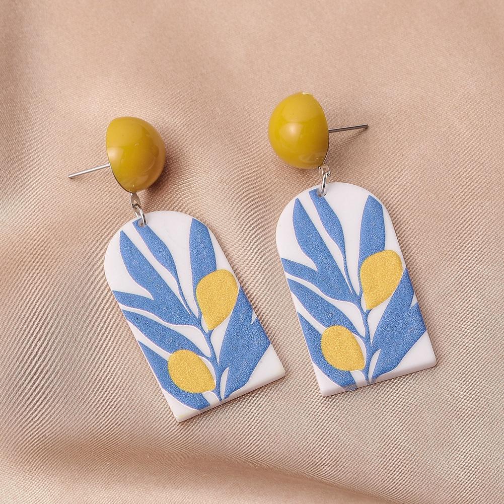 Geometric Acrylic Earrings 3D Printing Plants Flowers Animals Stud Earrings Trend Versatile Earrings