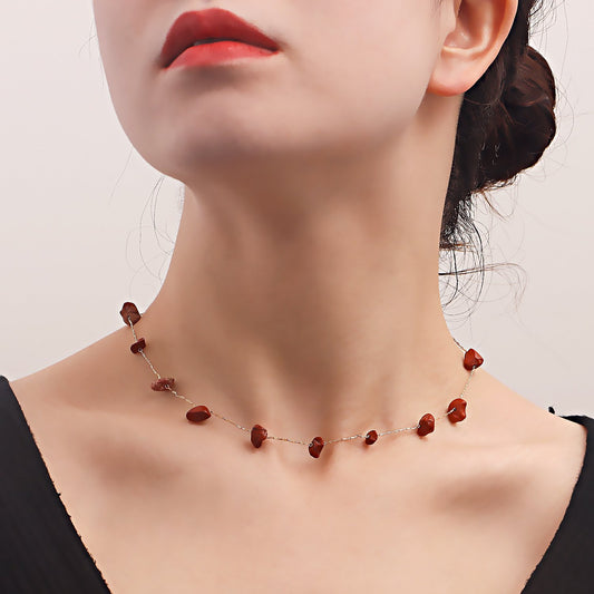 Jewelry ins beach color natural irregular gravel necklace necklace female clavicle chain