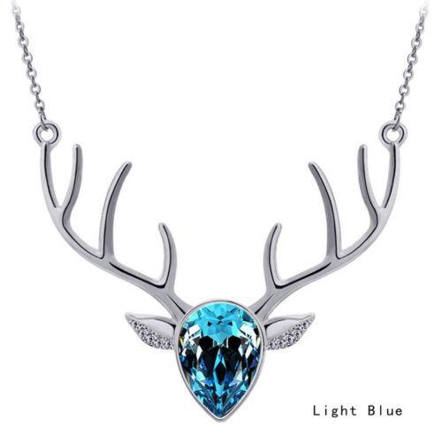 Popular Diamond Necklace Crystal Deer Head Clavicle Chain Creative Animal Pendant Jewelry