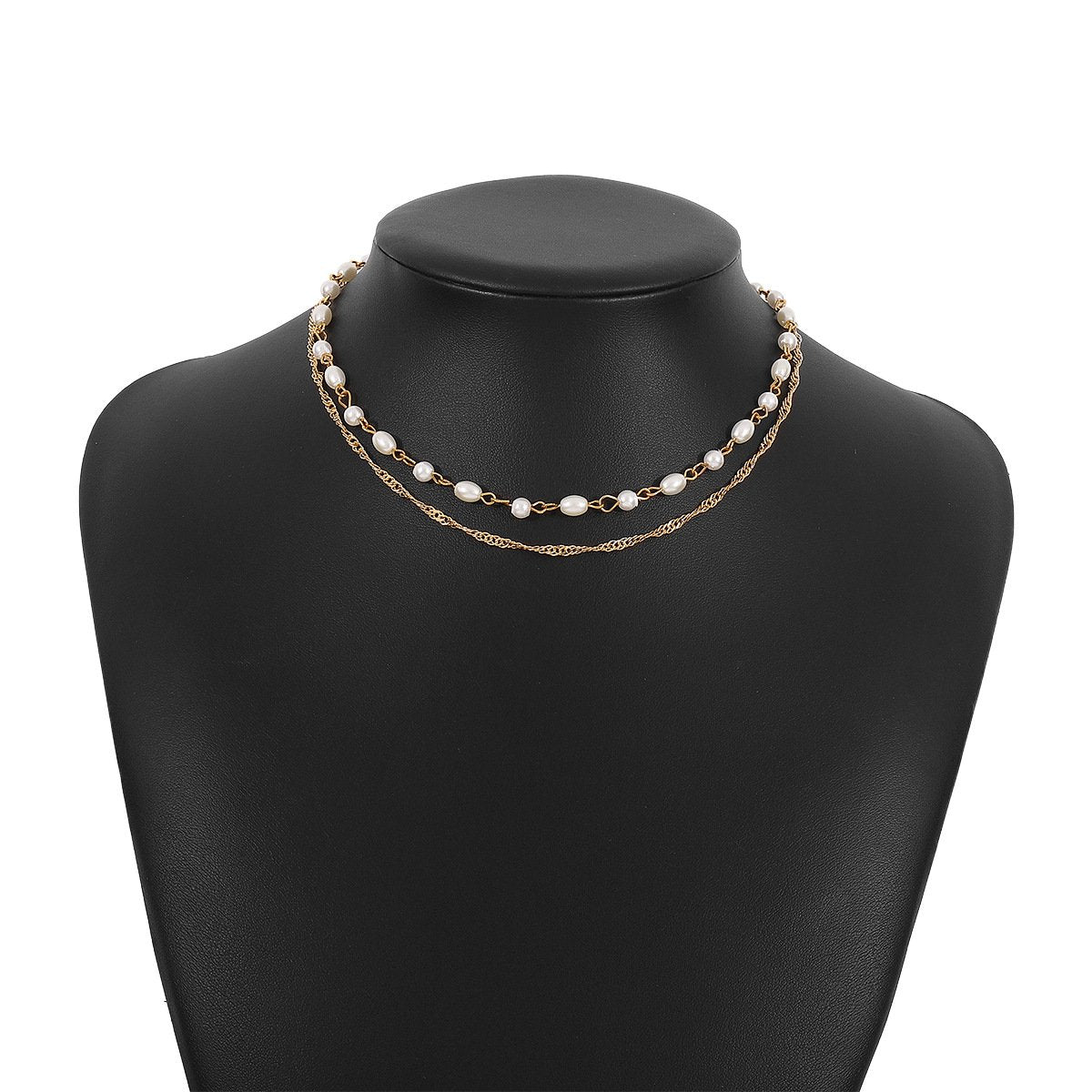 N125 Fashion Internet Red Simple Necklace Imitation Pearl Stacked Small Necklace Cold Geometric Necklace