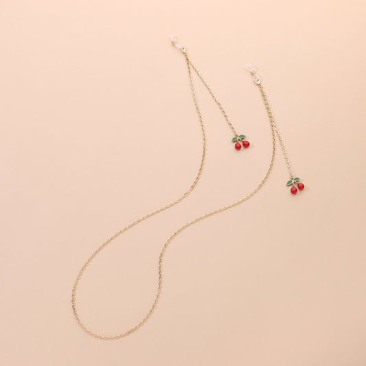 Jewelry Temperament Popular Red Cherry Pendant Glasses Chain Fashion Metal Chain Glasses Accessories