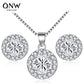 Classic Noble Fashion Jewelry Temperament Necklace Earrings Two-piece Set Round Zircon Set Earrings Necklace