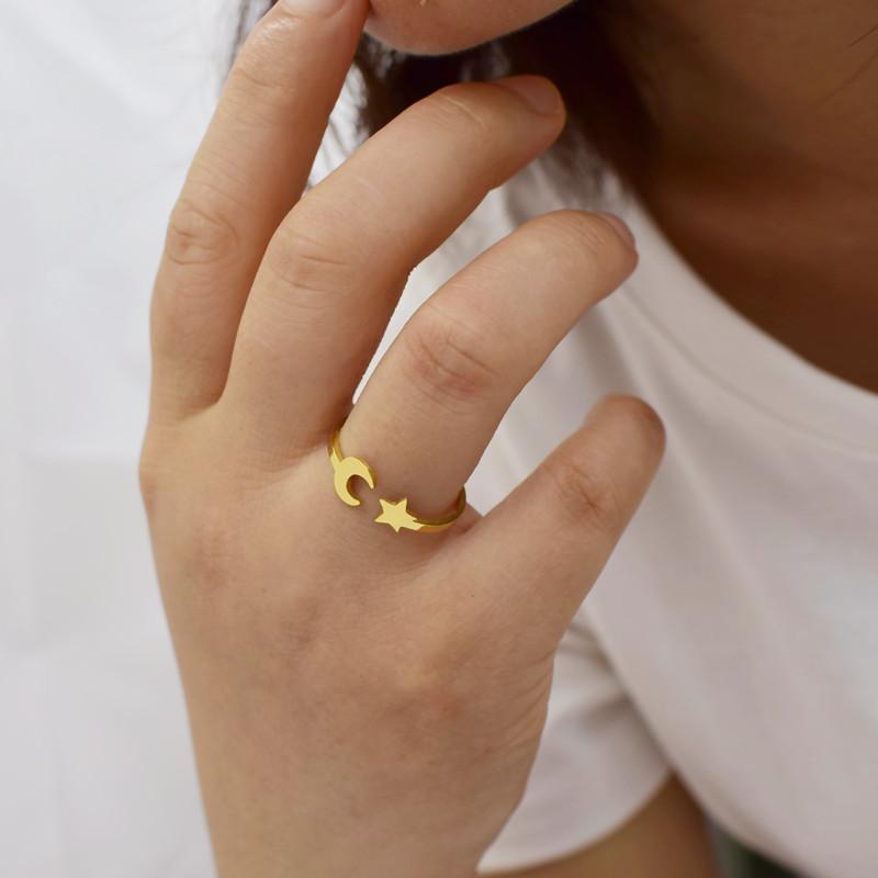 Ins star moon ring simple and versatile star moon ring female ins tide net red design personality