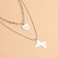 Jewelry trend double snake bone chain glossy love butterfly pendant necklace female ins metal
